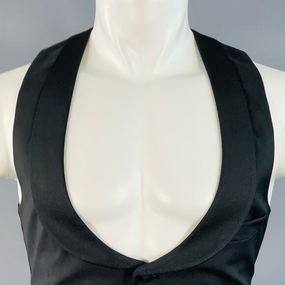 BAND OF OUTSIDERS Size 34 Black Wool Mohair Twill Shawl Vest - Picture 2 of 7